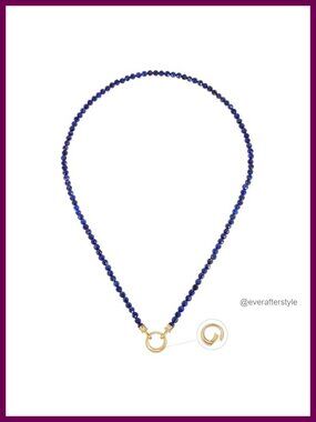 Handmade Natural Lapis Stone Beaded Choker Necklace 14k Gold Plated